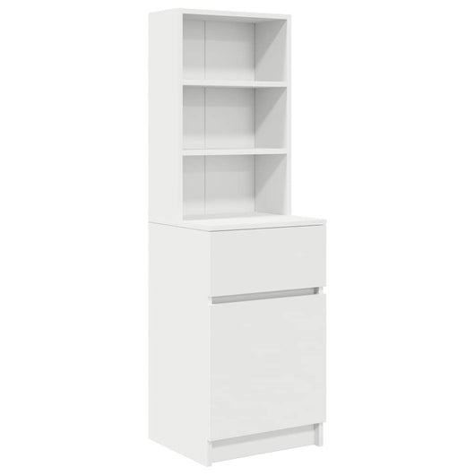 Comodino-Tavolino da notte Bianco 39x35x125 cm in Legno Multistrato