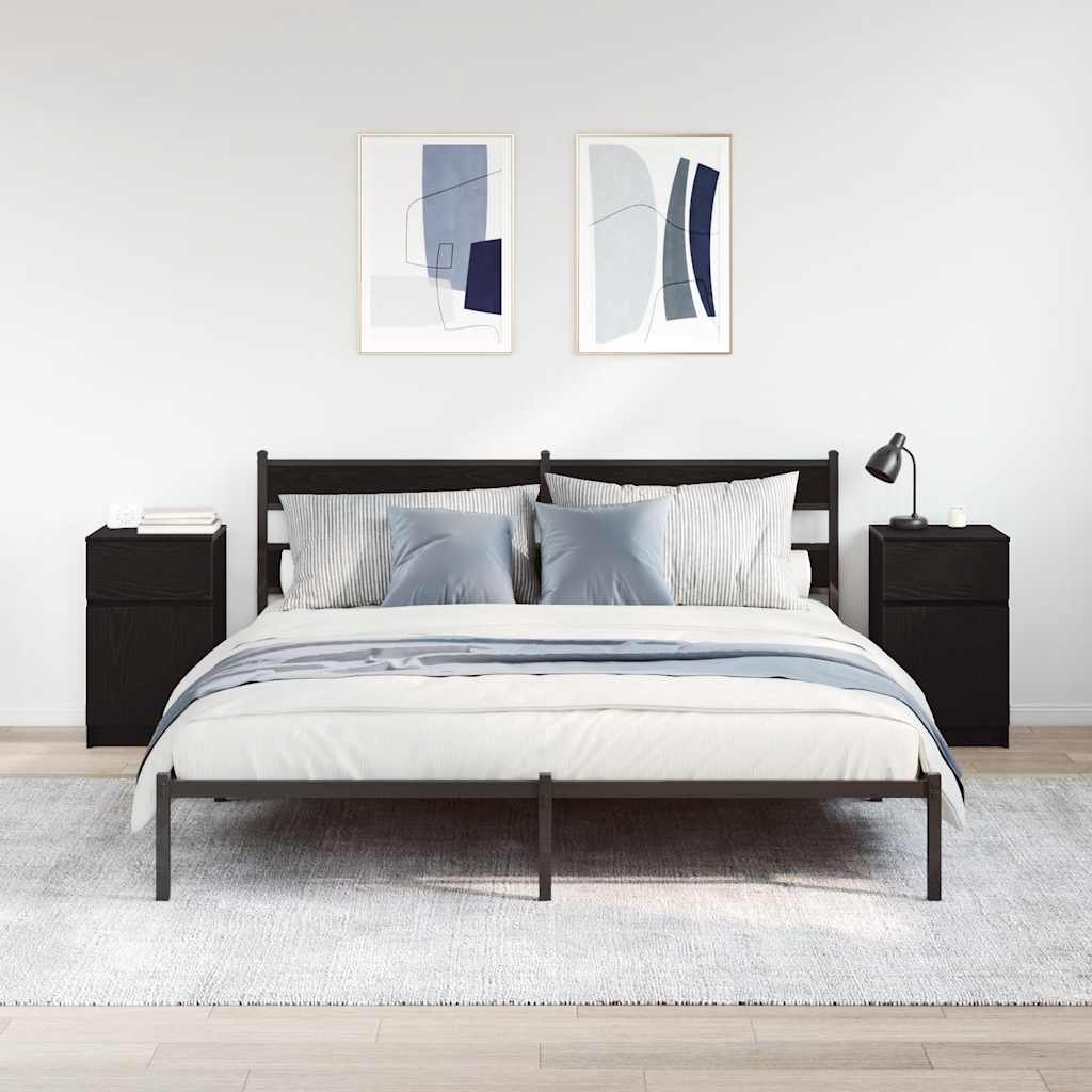 Comodini 2 pz-Set di 2 Tavolino da notte Neri 39x35x65 cm in Legno Multistrato