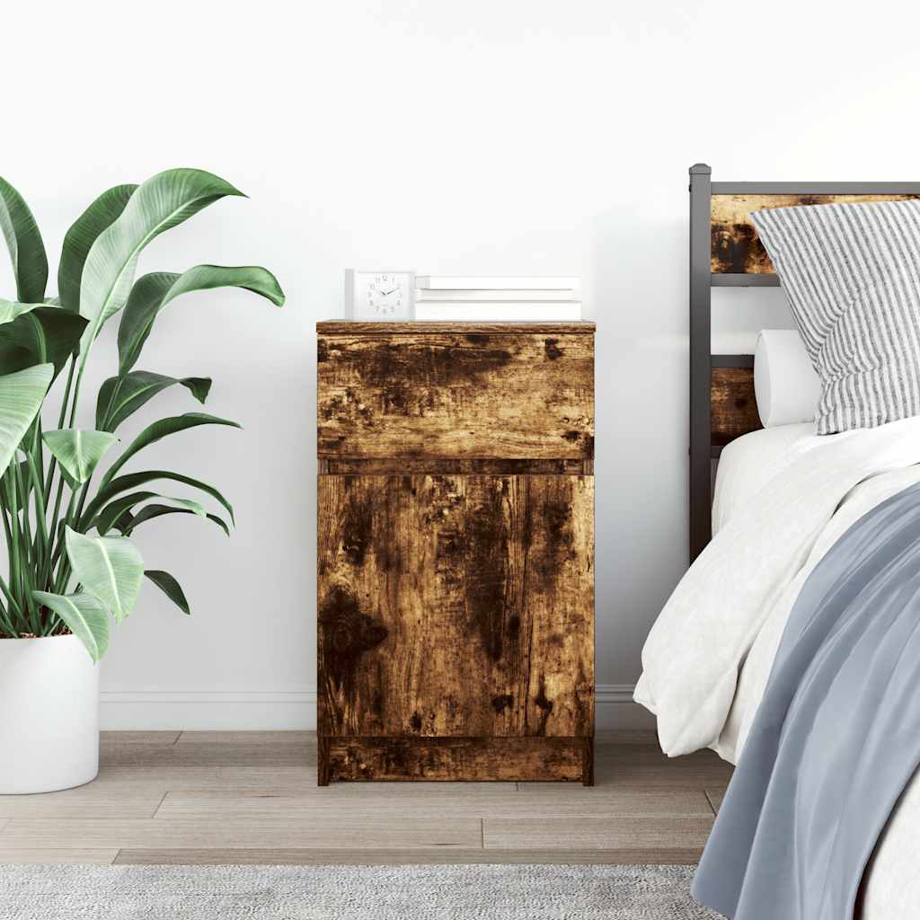 Comodino Rovere Fumo 39x35x65 cm in Legno Multistrato