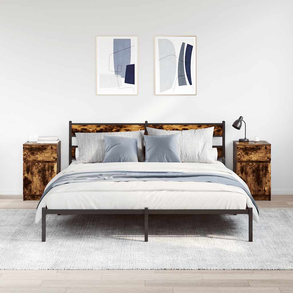 vidaXL Comodini 2 pz Rovere Fumo 39x35x65 cm in Legno Multistrato