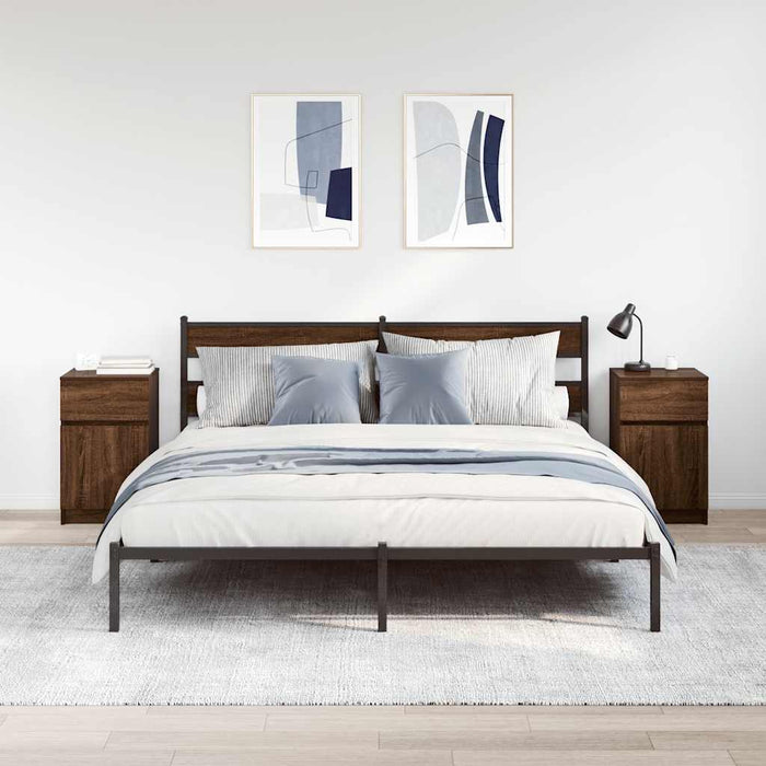 Comodini 2pz-Set di 2 Tavolino da notte Rovere Marrone 39x35x65 cm in Legno Multistrato