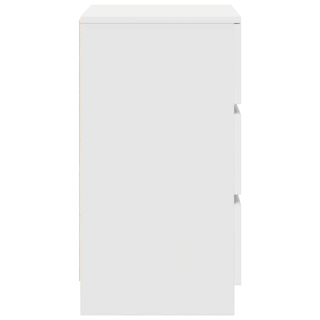 Comodino con 3 Cassetti-Tavolino da notte Bianco 39x35x65 cm
