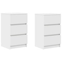Comodini con 3 Cassetti 2 pz-Set di 2 Tavolino da notte Bianco 39x35x65 cm