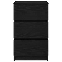 Comodino con 3 Cassetti-Tavolino da notte Nero 39x35x65 cm