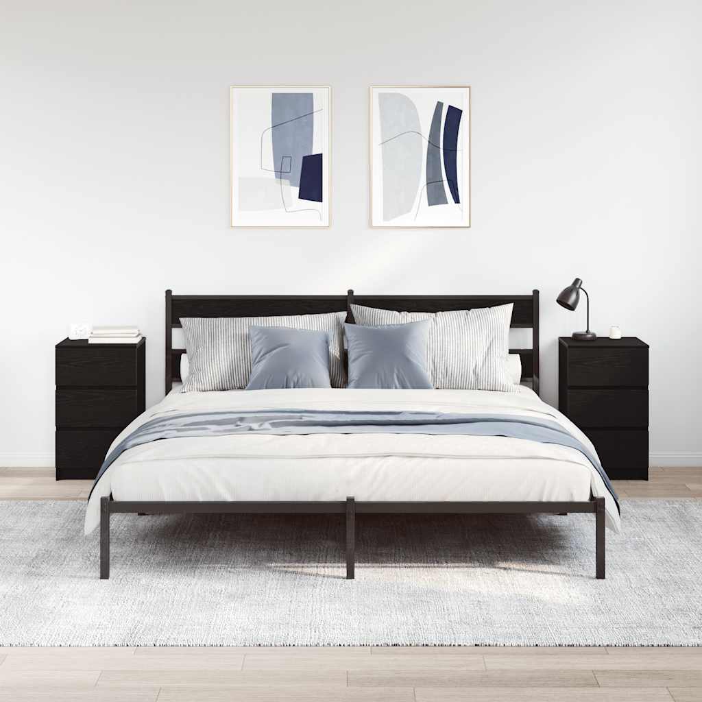 vidaXL Comodini con 3 Cassetti 2 pz Nero 39x35x65 cm