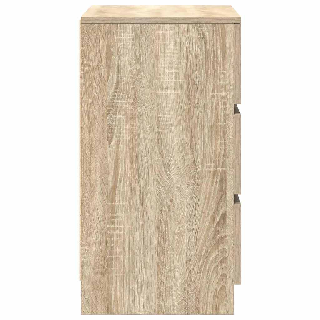 Comodini con 3 Cassetti 2 pz-Set di 2 Tavolino da notte Rovere Sonoma 39x35x65 cm