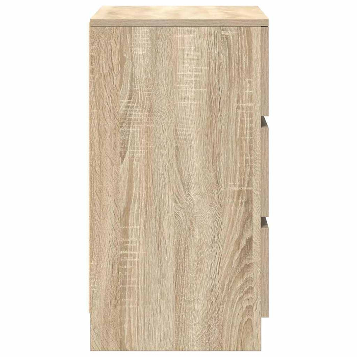 vidaXL Comodini con 3 Cassetti 2 pz Rovere Sonoma 39x35x65 cm