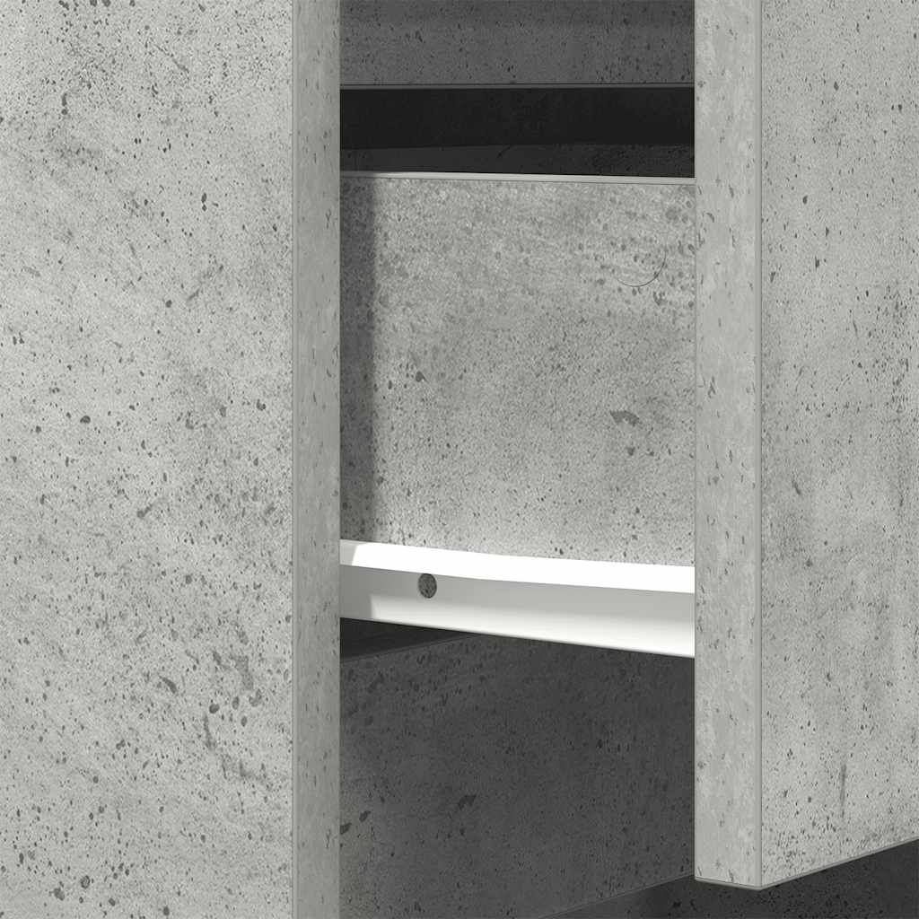 vidaXL Comodino con 3 Cassetti Grigio Cemento 39x35x65 cm