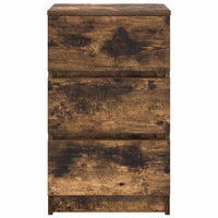 Comodino con 3 Cassetti-Tavolino da notte Rovere Fumo 39x35x65 cm
