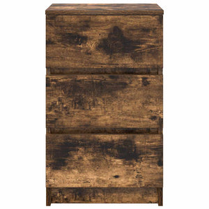 Comodino con 3 Cassetti-Tavolino da notte Rovere Fumo 39x35x65 cm