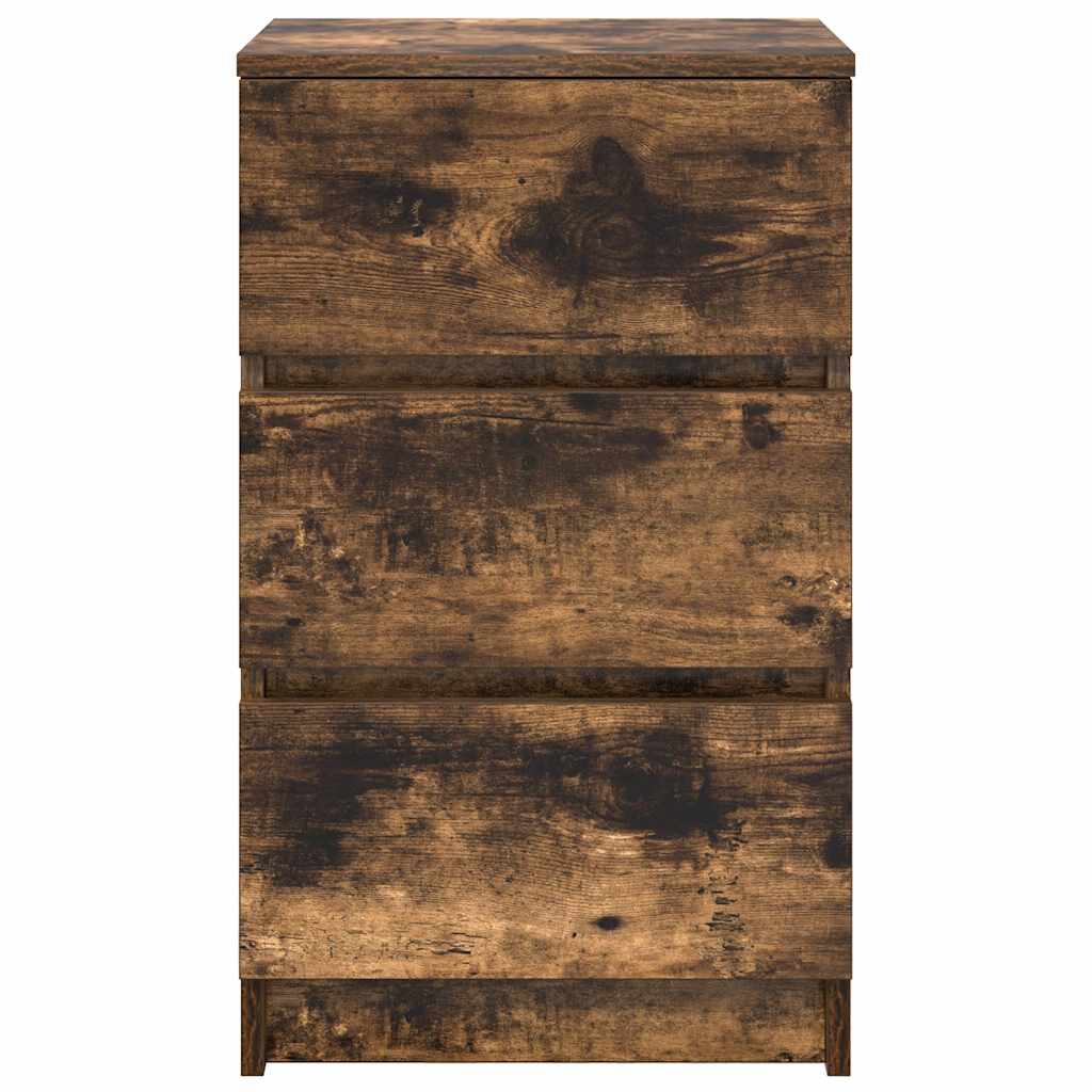 Comodini con 3 Cassetti 2 pz-Set di 2 Tavolino da notte Rovere Fumo 39x35x65 cm