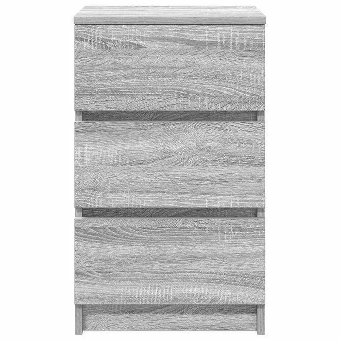 Comodino con 3 Cassetti-Tavolino da notte Grigio Sonoma 39x35x65 cm