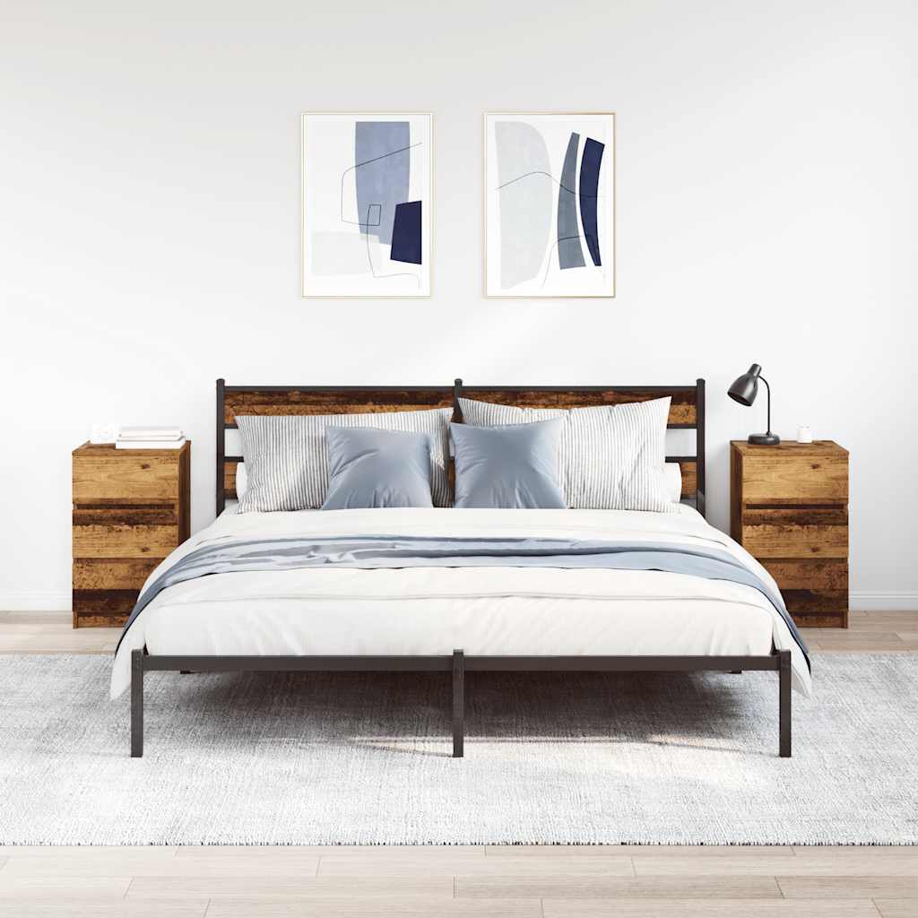 Comodini con 3 Cassetti 2 pz-Set di 2 Tavolino da notte Legno Antico 39x35x65 cm