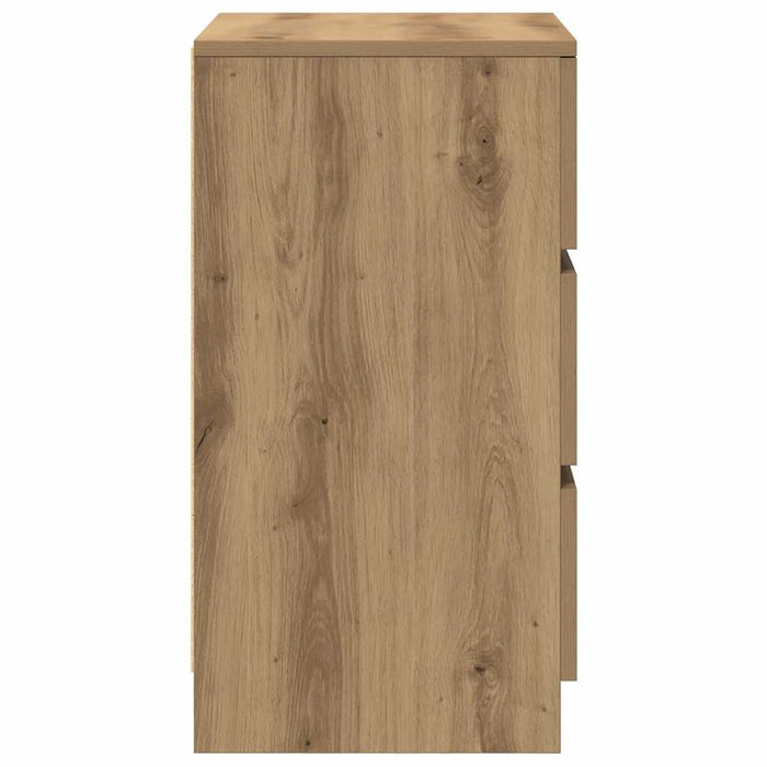 vidaXL Comodino con 3 Cassetti Rovere Artigianale 39x35x65 cm