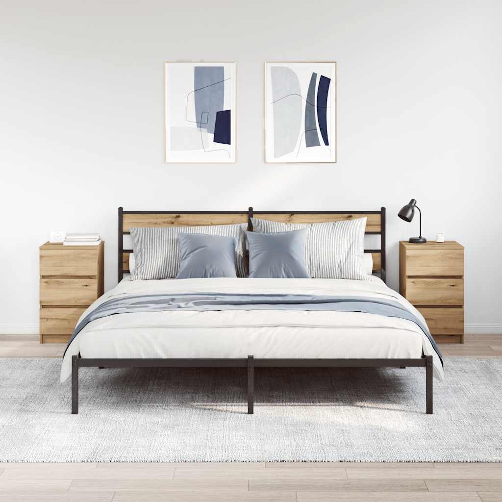 Comodini con 3 Cassetti 2 pz-Set di 2 Tavolino da notte Rovere Artigianale 39x35x65 cm