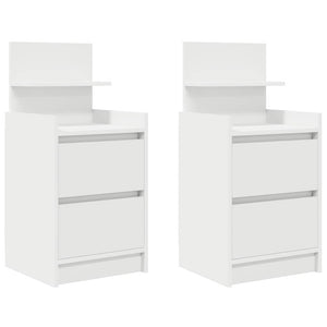 Comodini con 2 Cassetti 2 pz-Set di 2 Tavolino da notte Bianco 38x34x80 cm