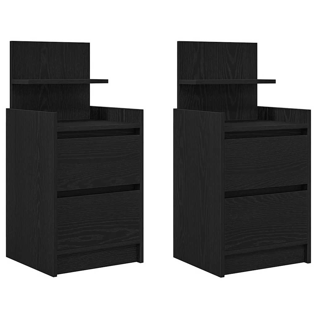 Comodini con 2 Cassetti 2 pz-Set di 2 Tavolino da notte Rovere Nero 38x34x80 cm