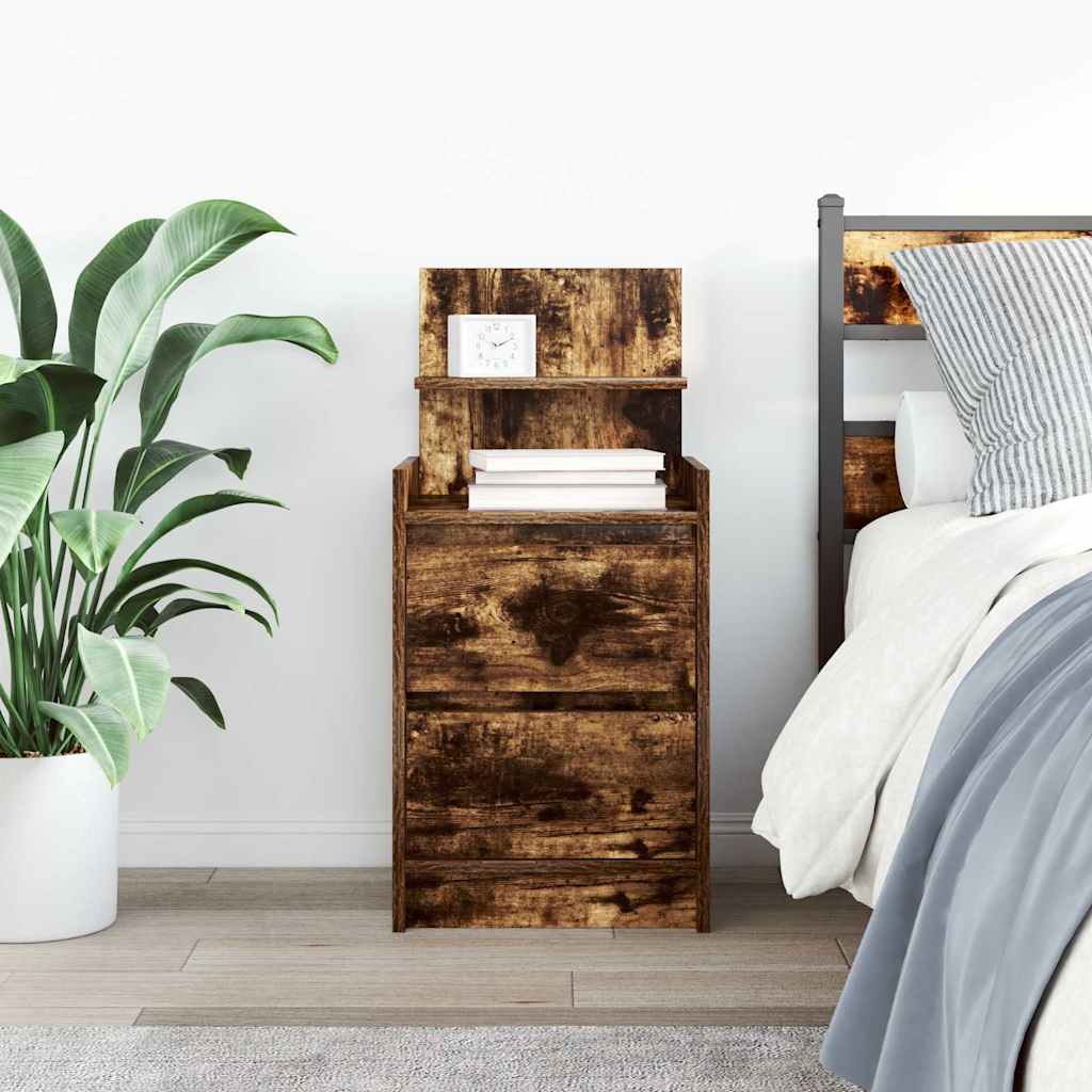 vidaXL Comodino con 2 Cassetti Rovere Fumo 38x34x80 cm