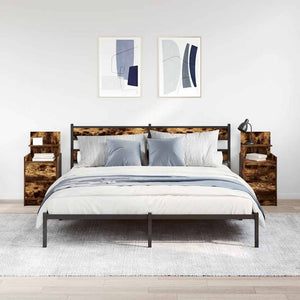 Comodini con 2 Cassetti 2 pz-Set di 2 Tavolino da notte Rovere Fumo 38x34x80 cm