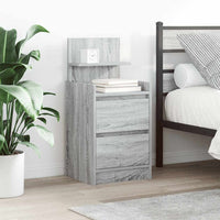 Comodino con 2 Cassetti-Tavolino da notte Grigio Sonoma 38x34x80 cm