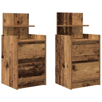 Comodini con 2 Cassetti 2 pz-Set di 2 Tavolino da notte in Legno Antico 38x34x80 cm