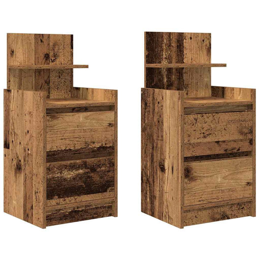 Comodini con 2 Cassetti 2 pz-Set di 2 Tavolino da notte in Legno Antico 38x34x80 cm