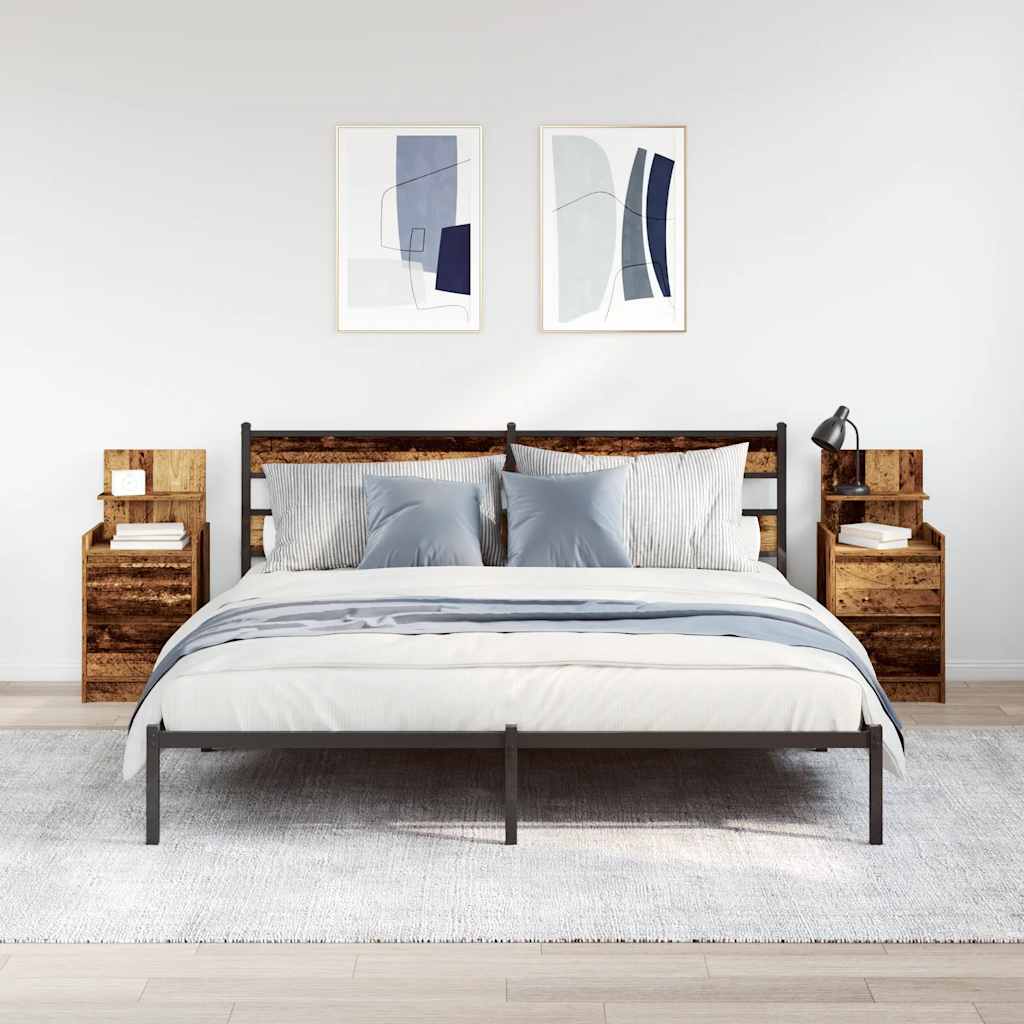 Comodini con 2 Cassetti 2 pz-Set di 2 Tavolino da notte in Legno Antico 38x34x80 cm