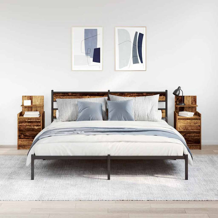 Comodini con 2 Cassetti 2 pz-Set di 2 Tavolino da notte in Legno Antico 38x34x80 cm