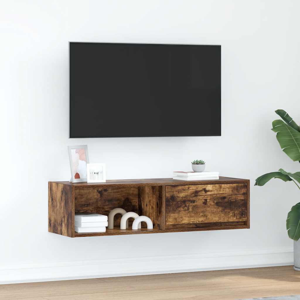 Mobile TV-Credenza per TV-Console TV Rovere Fumo 100x31x25,5 cm in Legno Multistrato