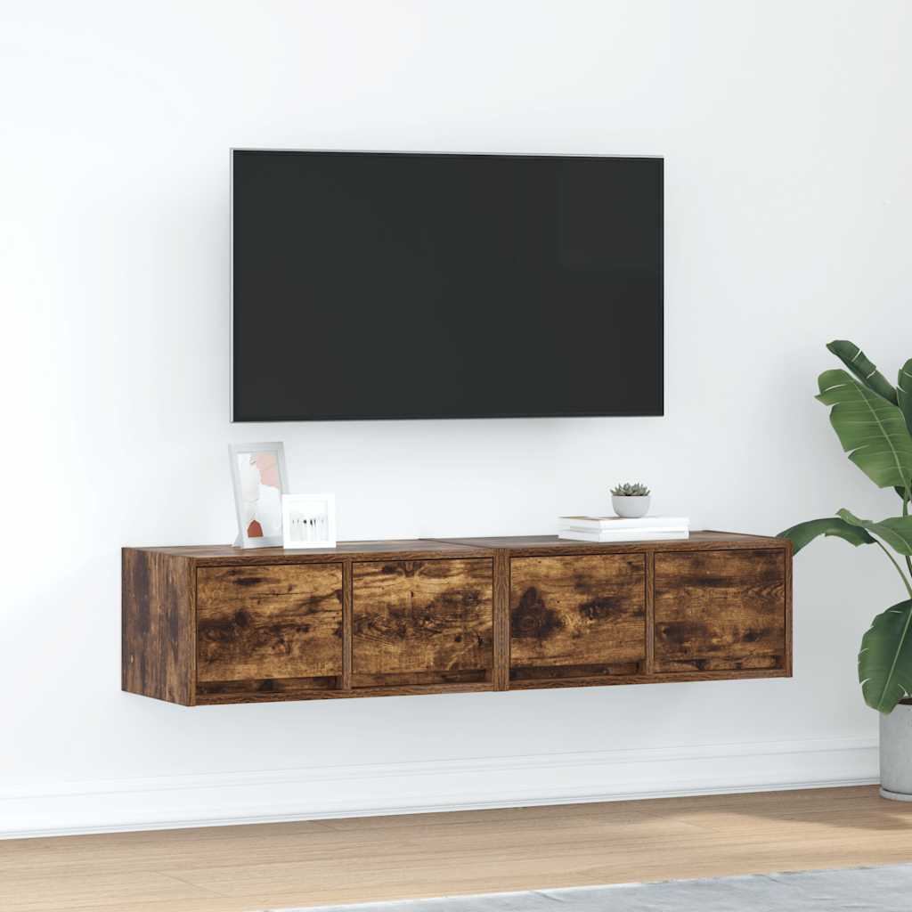 vidaXL Mobili TV 2 pz Rovere Fumo 60x31x25,5 cm Legno Multistrato