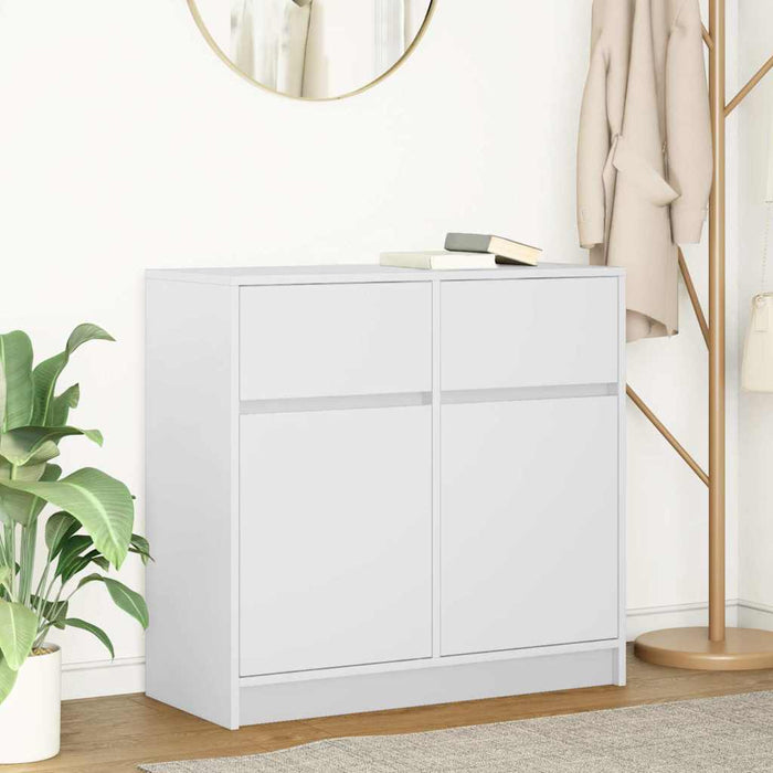 Credenza con Cassetto Bianco 80x34x76 cm in Legno Multistrato 861535