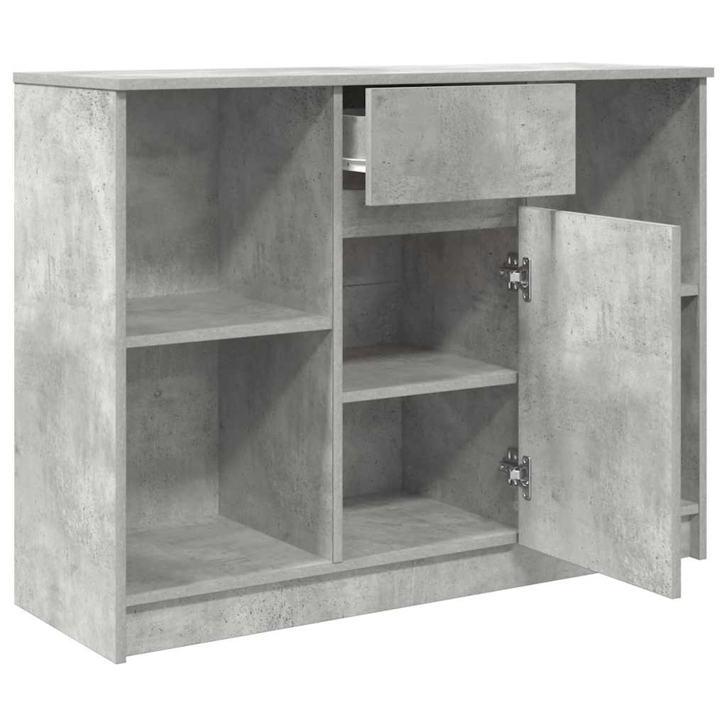 Credenza con Cassetto-Buffet-Armadio da cucina Grigio Cemento 101x35x76 cm in Truciolato