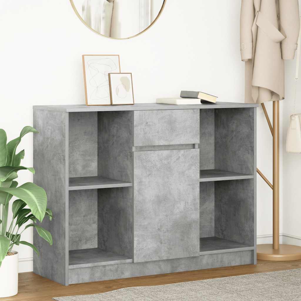 Credenza con Cassetto-Buffet-Armadio da cucina Grigio Cemento 101x35x76 cm in Truciolato