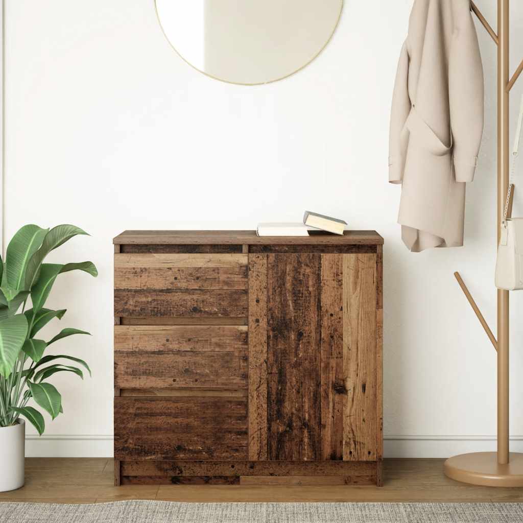 Credenza con Cassetto-Buffet-Armadio da cucina Legno Antico 71x35x65 cm in Truciolato 615119