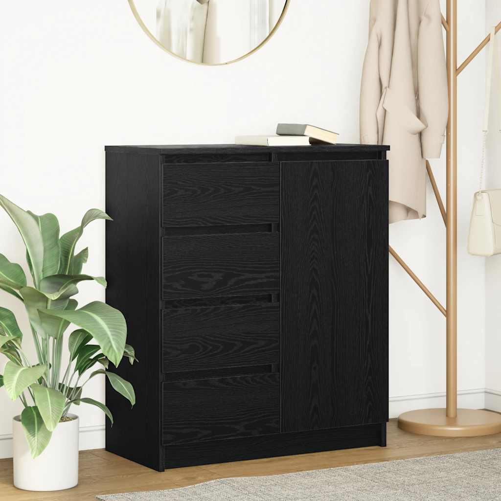 vidaXL Credenza con Cassetti Rovere Nero 71x35x84 cm Legno Multistrato