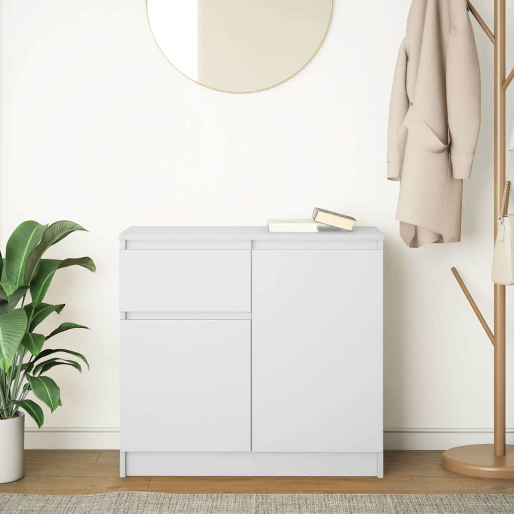 Credenza con Cassetto Bianco 71x35x65 cm in Legno Multistrato 861598