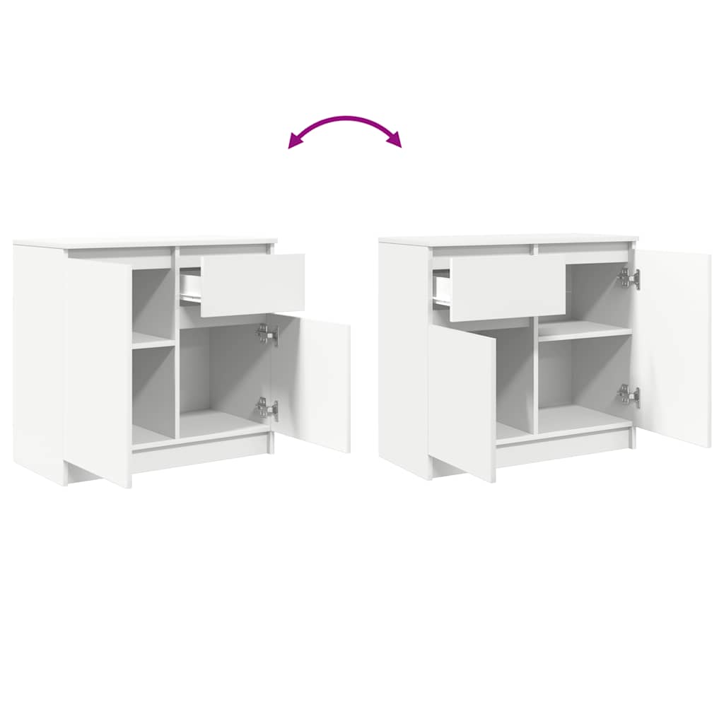 Credenza con Cassetto Bianco 71x35x65 cm in Legno Multistrato 861598