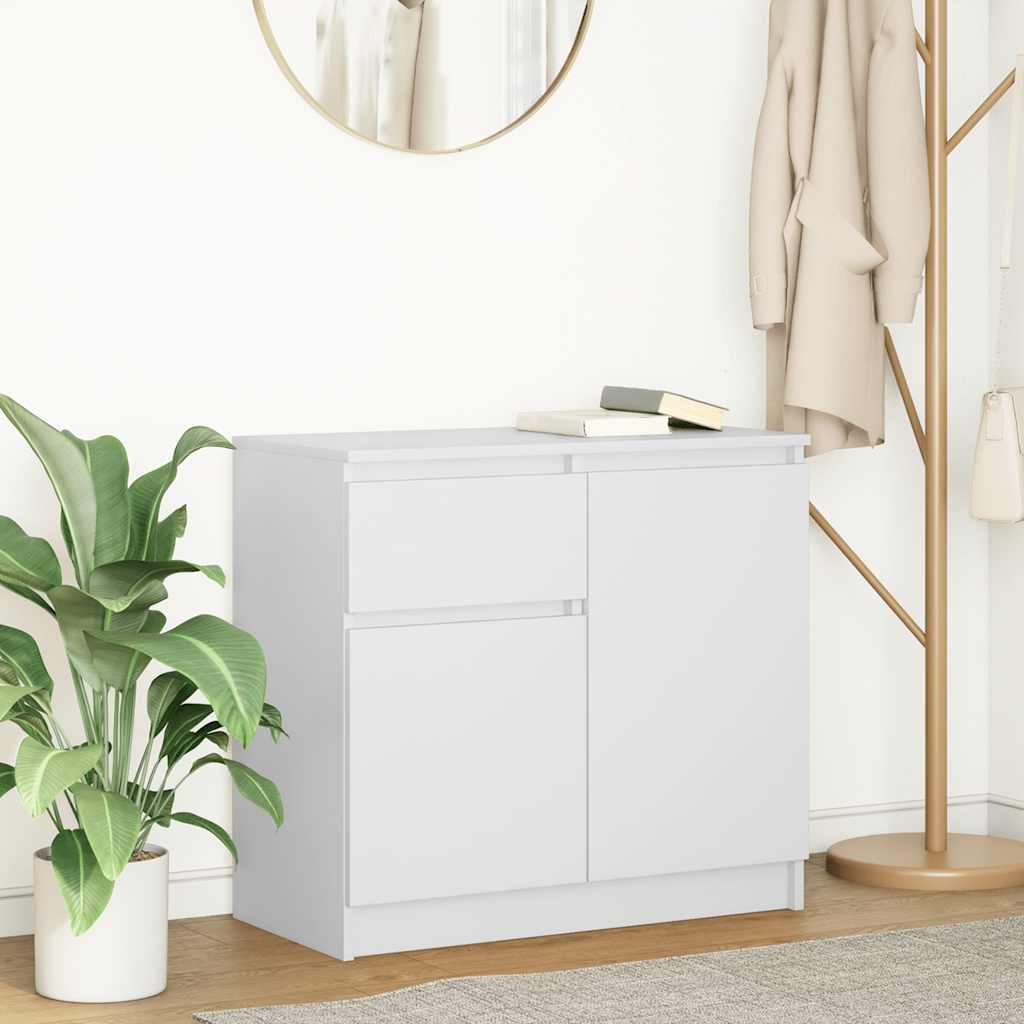 Credenza con Cassetto Bianco 71x35x65 cm in Legno Multistrato 861598