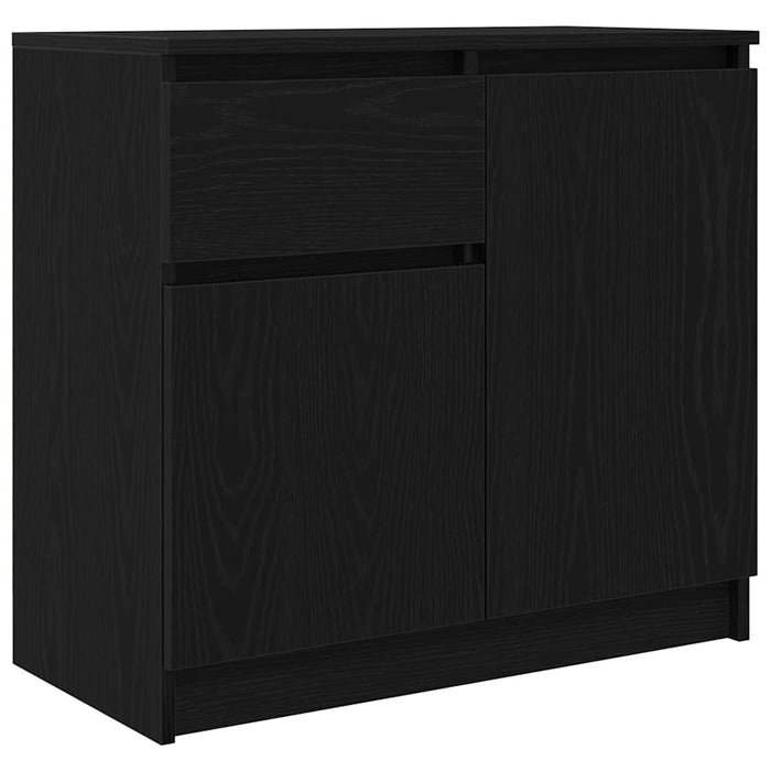Credenza con Cassetto-Buffet Rovere Nero 71x35x65 cm Legno Multistrato