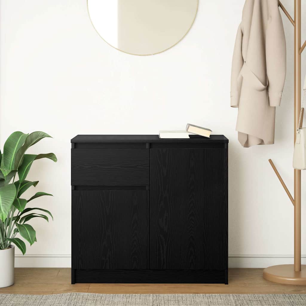 Credenza con Cassetto-Buffet Rovere Nero 71x35x65 cm Legno Multistrato