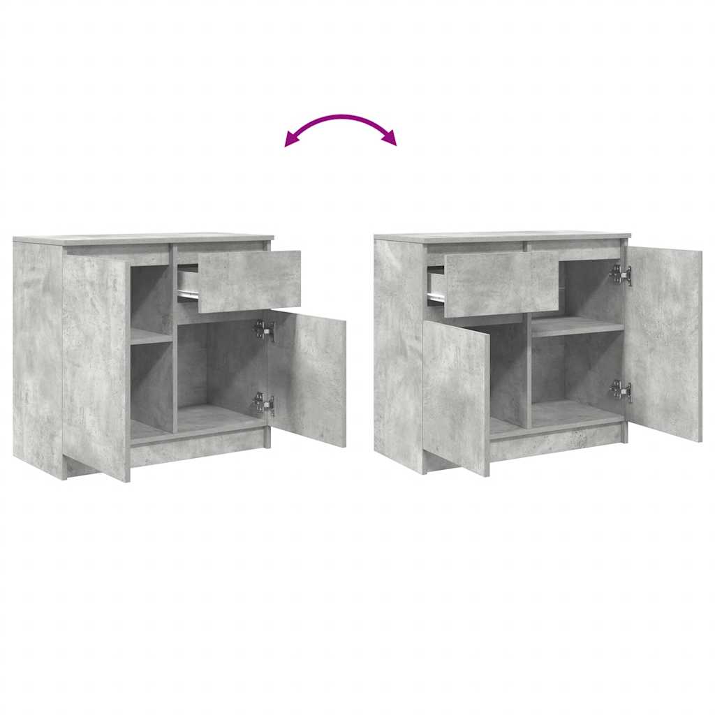 Credenza con Cassetto-Buffet-Armadio da cucina Grigio Cemento 71x35x65 cm in Truciolato 438325