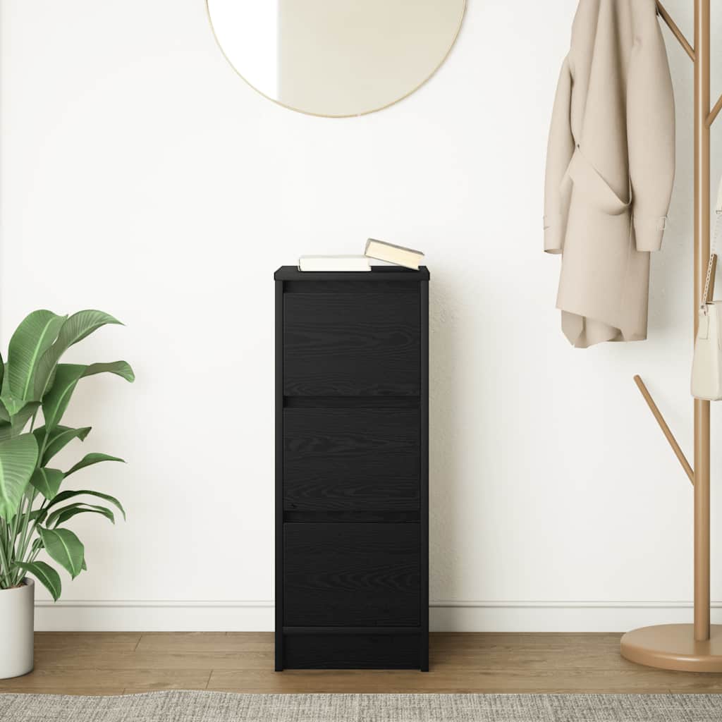 Credenza Rovere Nero 29,5x34x76 cm in Legno Multistrato 861635