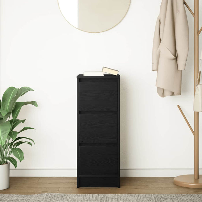 Credenza Rovere Nero 29,5x34x76 cm in Legno Multistrato