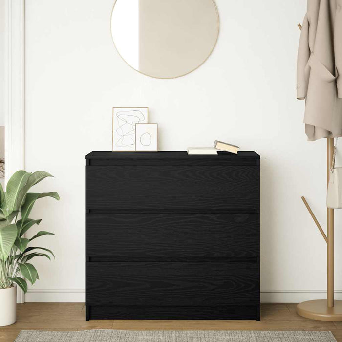 vidaXL Credenza Rovere Nero 80x35x76 cm in Legno Multistrato