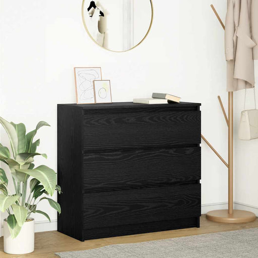 vidaXL Credenza Rovere Nero 80x35x76 cm in Legno Multistrato