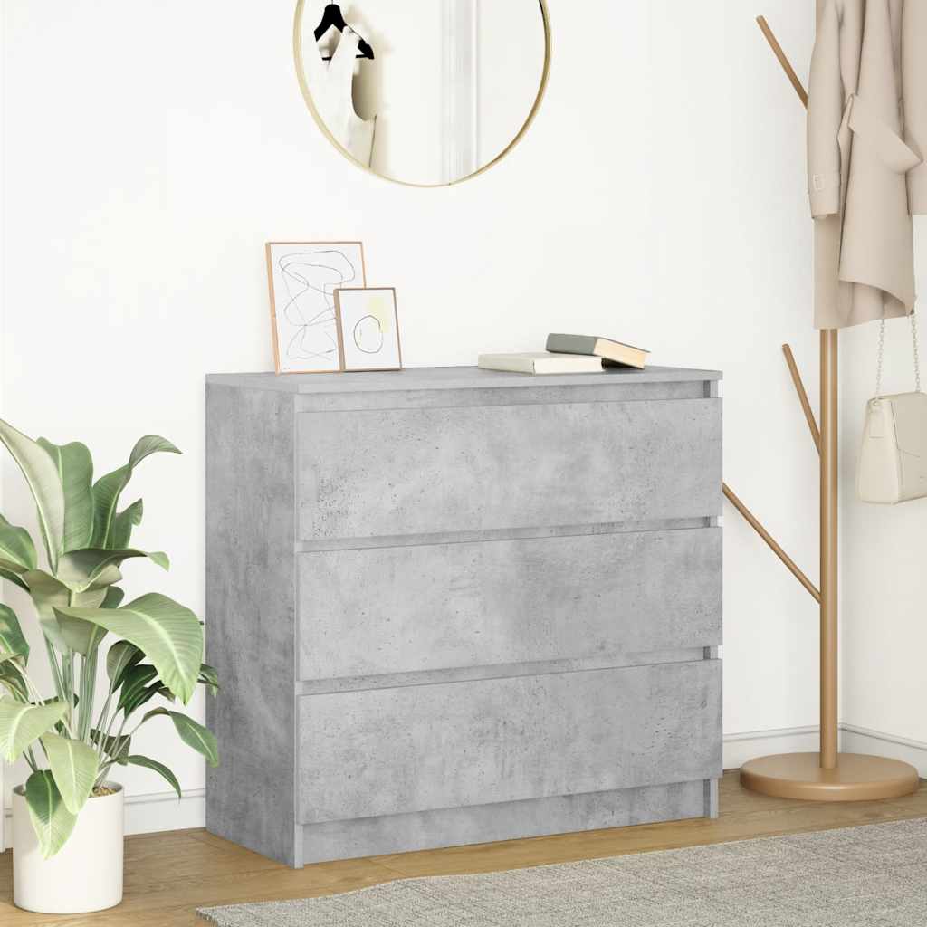 vidaXL Credenza Grigio Cemento 80x35x76 cm in Legno Multistrato