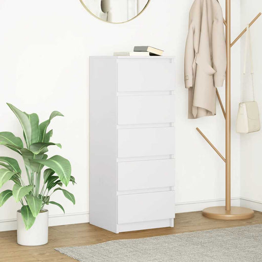 Credenza con Cassetti Bianco 37,5x35x99 cm in Legno Multistrato 861760