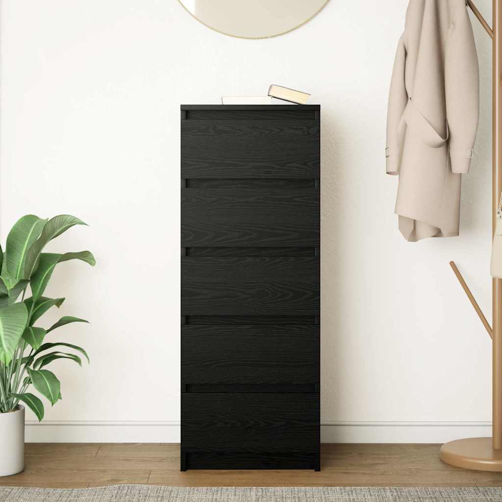 Credenza con Cassetti Rovere Nero 37,5x35x99 cm Truciolato 861761