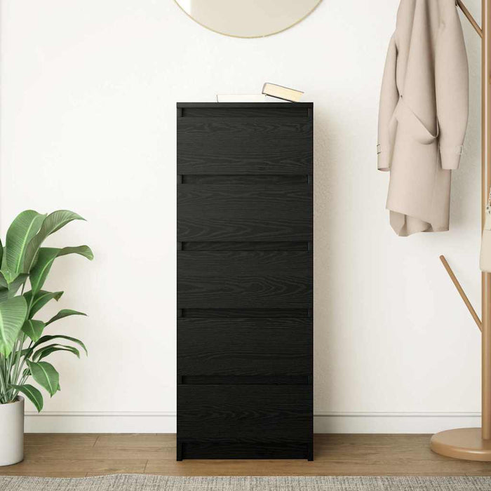 Credenza con Cassetti Rovere Nero 37,5x35x99 cm Truciolato 861761