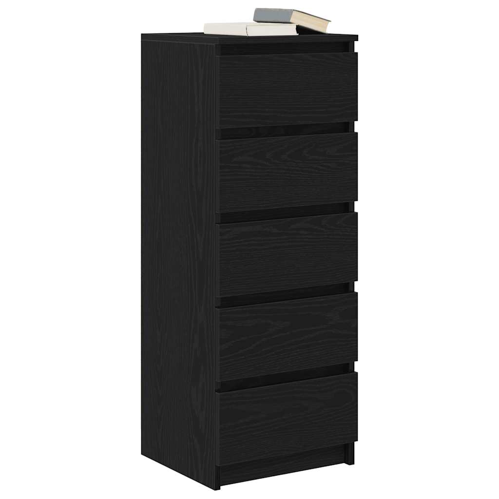 Credenza con Cassetti Rovere Nero 37,5x35x99 cm Truciolato 861761